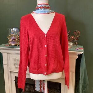 Draper James Red V-Neck Button-Up Cardigan‎